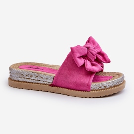 Chinelos femininos com plataforma e laço fúcsia Aflia rosa 1