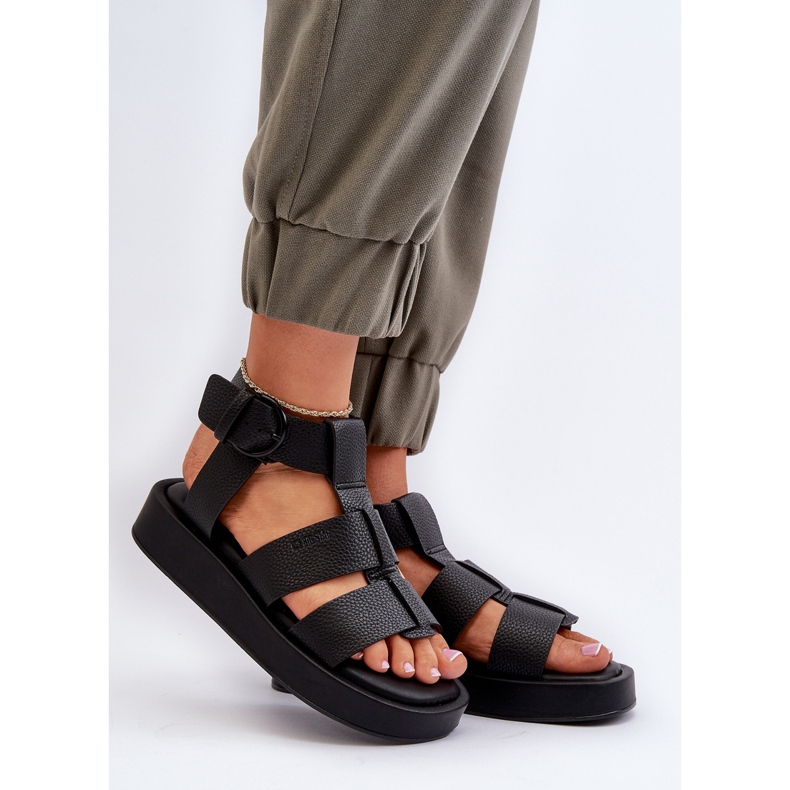 Sandálias femininas Big Star NN274071 pretas preto 2