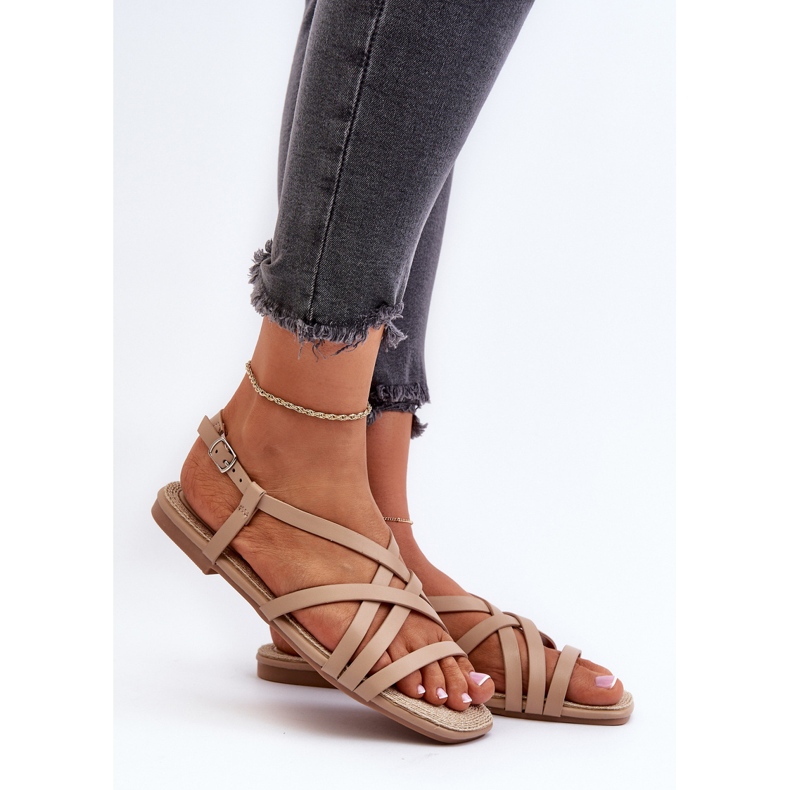 Sandálias rasteiras femininas Big Star NN274012 bege 2