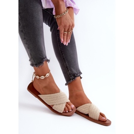 Chinelos rasos femininos Big Star NN274078 bege 1