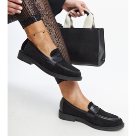 Mocassins Floretta em camurça preta preto 1