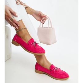 Mocassins rosa escuro com laço decorativo da Endike 1