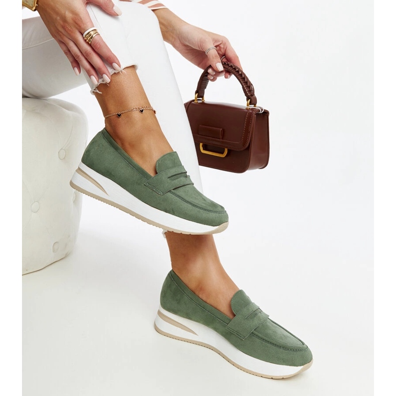 Calçado desportivo Venla em camurça verde 1