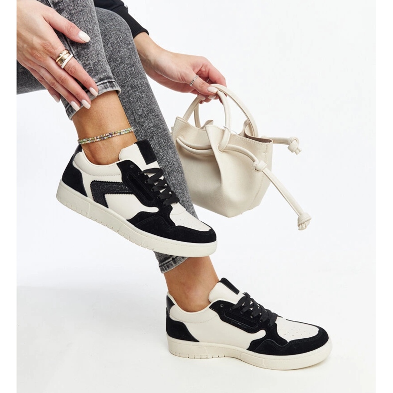 Tênis Juwan branco e preto com glitter 1