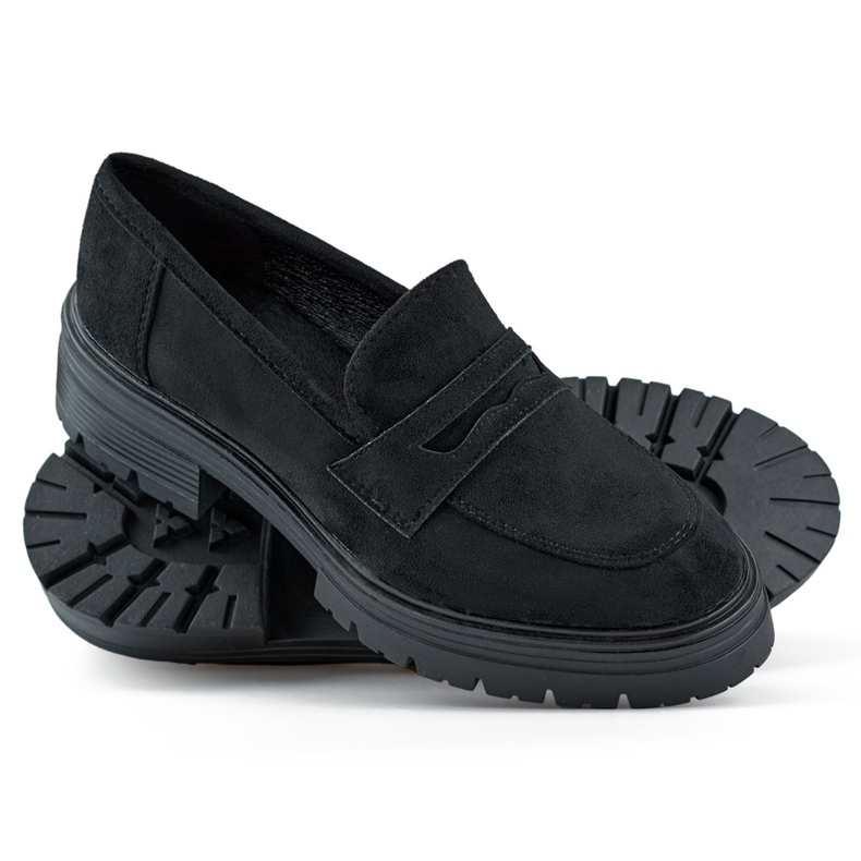 Mocassins femininos de camurça preta, mocassins pretos 1