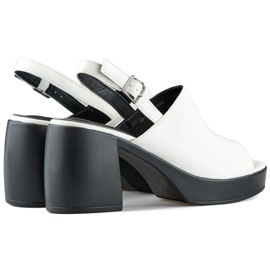 Sandálias femininas brancas com salto preto branco 1