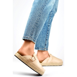 Alpercatas femininas forradas com fivela, bege 1