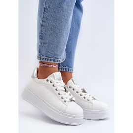 Tênis feminino plataforma com enfeites, branco Herbisa 2