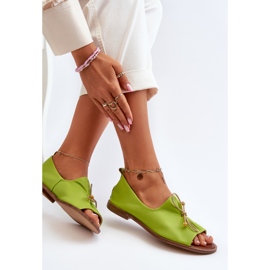 Sapatilhas femininas de couro Zazoo 2660, limão verde 1