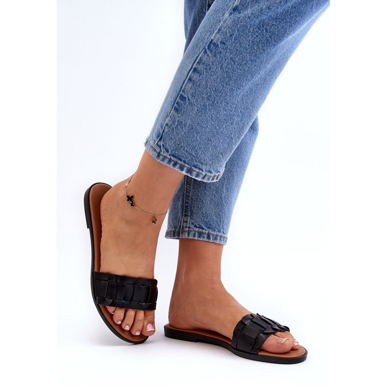 Seastar Chinelos de altura lisos femininos preto 3