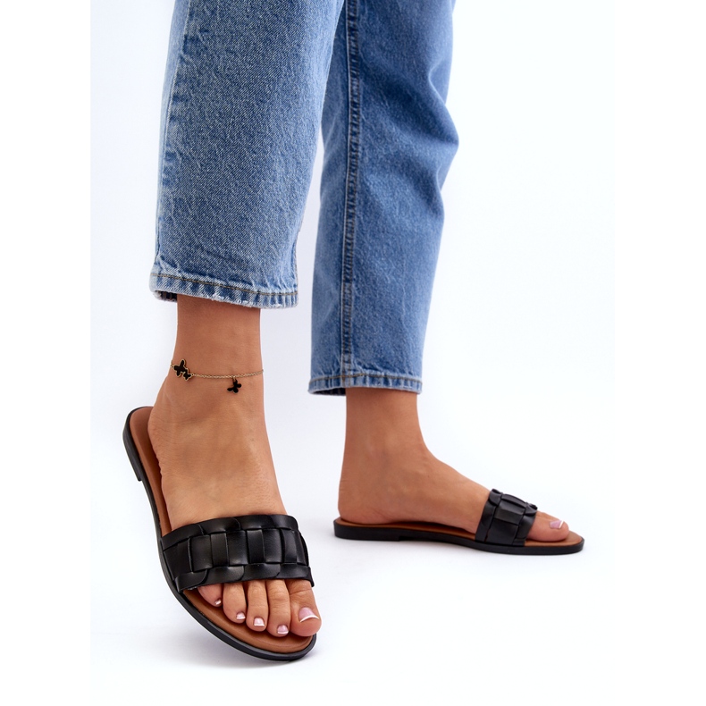 Seastar Chinelos de altura lisos femininos preto 4