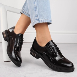 Sapatos oxford femininos de couro envernizado preto Filippo DP6189 1