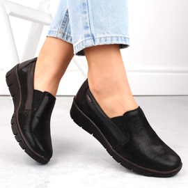 Sapatos femininos confortáveis ​​de couro preto Helios 350.015.011 1