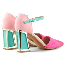 Elegantes sapatos abertos rosa primavera com salto alto elegante 1