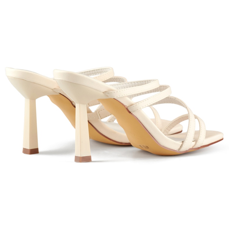 Chinelos femininos bege elegantes com salto alto 1 Chinelos femininos bege elegantes com salto alto 1