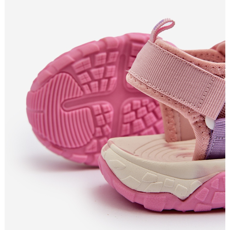 Sandálias femininas de velcro Big Star NN374238 rosa 1