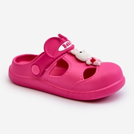 Chinelos infantis de espuma com decoração de ople fúcsia rosa 2