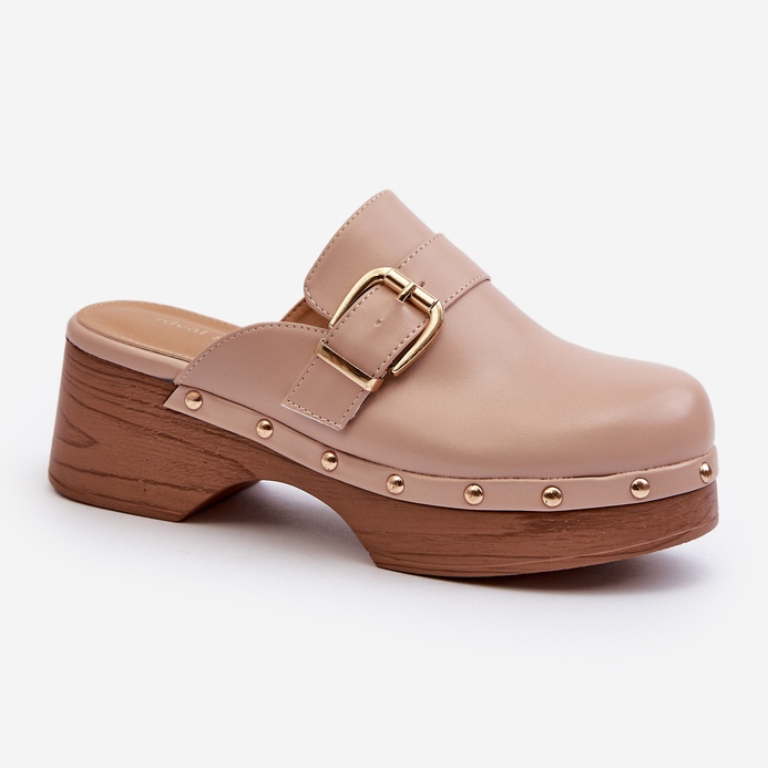 Chinelos femininos Seprilla Clog bege com fivela 1