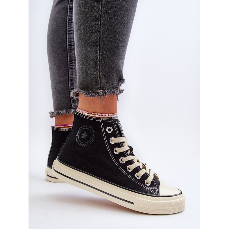 Tênis alto feminino Big Star NN274283 preto 2