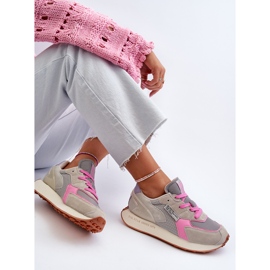 Tênis feminino com sistema de espuma viscoelástica plataforma Big Star NN274680 cinza-rosa 2