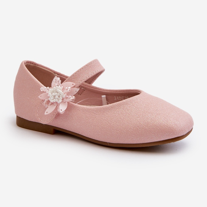Bailarinas infantis brilhantes com fecho de velcro, Pink Jeylin rosa 1