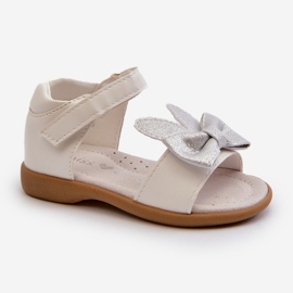 Sandálias infantis com laço, fechadas com velcro, Wistala branca branco 1