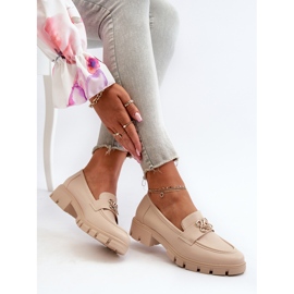 Mocassins femininos elegantes bege com decoração dourada Tosisa 1