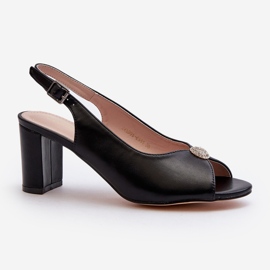 Evento Sandálias elegantes de salto alto com decoração, Preto Trasea 1