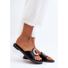 Chinelos femininos com decoração, Preto Cilima 2