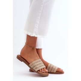 Chinelos femininos Beige Radians com salto plano trançado bege 2 Chinelos femininos Beige Radians com salto plano trançado bege 2