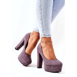 Sweet Shoes Camurça as bombas femininas na plataforma cinza 4