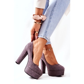 Sweet Shoes Camurça as bombas femininas na plataforma cinza 3