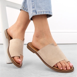 Chinelos femininos de camurça bege eVento 4586 1