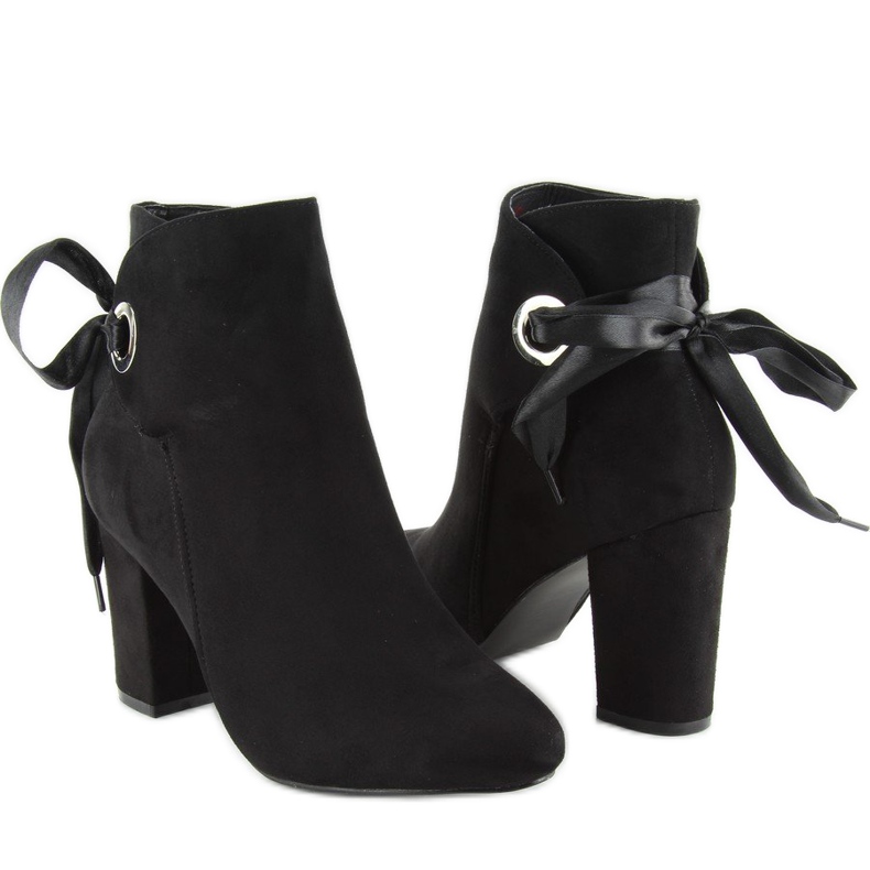 Botas de salto largo com fita la01p Preto 2 Botas de salto largo com fita la01p Preto 2