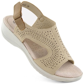 Sandálias perfuradas com velcro Potocki W WOL239 bege 1