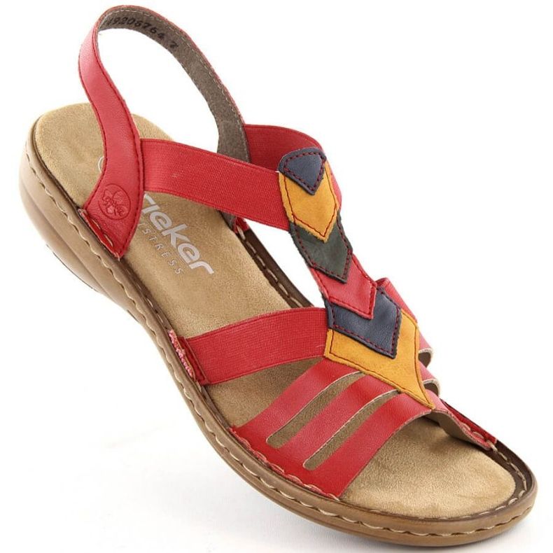 Sandálias confortáveis com elásticos Rieker W RKR690 vermelho 1 Sandálias confortáveis com elásticos Rieker W RKR690 vermelho 1