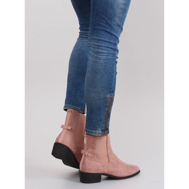 Botas Chelsea finas com laço M270 Pink rosa 1