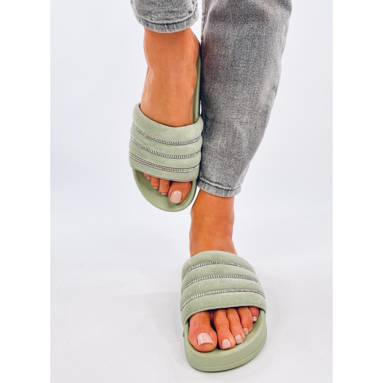 Slides de strass Lynne Green verde 1