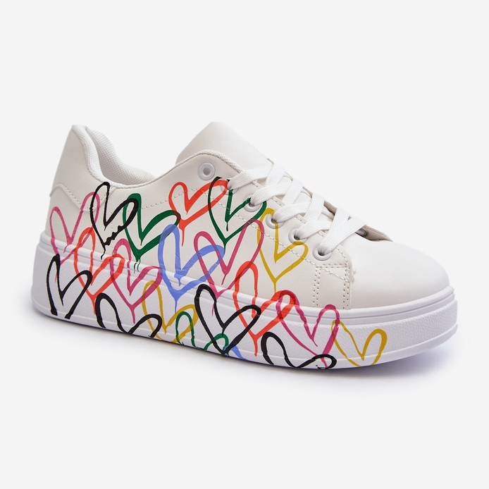 Tênis feminino com corações branco Claral 1