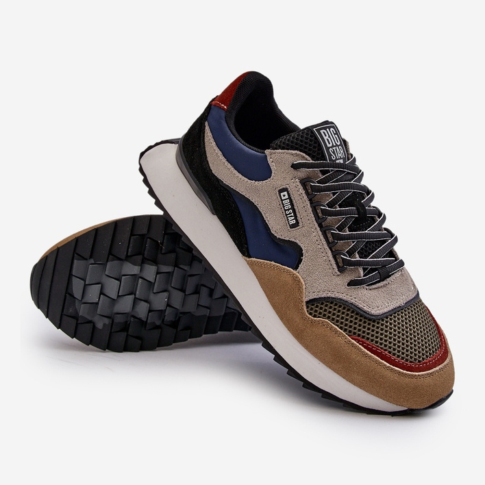 Tênis masculino Big Star NN174320 Sistema de espuma viscoelástica Bege-Azul 2 Tênis masculino Big Star NN174320 Sistema de espuma viscoelástica Bege-Azul 2