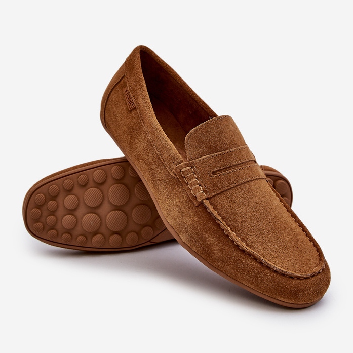 Mocassins masculinos de camurça Big Star NN174226 Camelo castanho 1