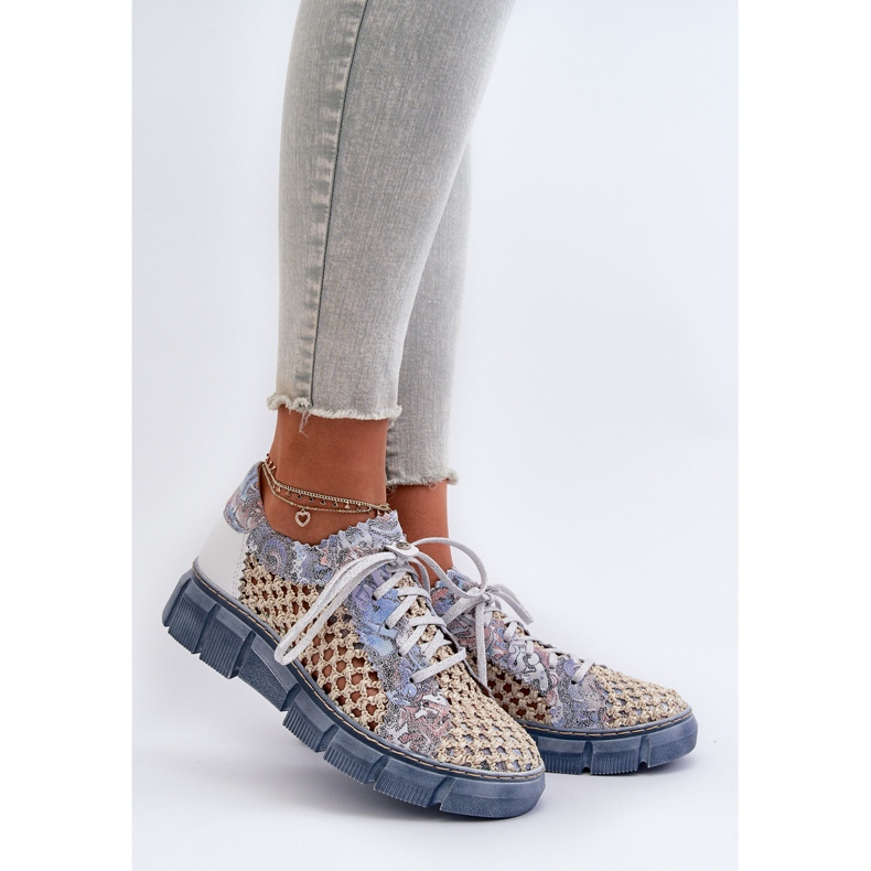 Sapatos femininos de couro Maciejka 05850-06 Azul 2