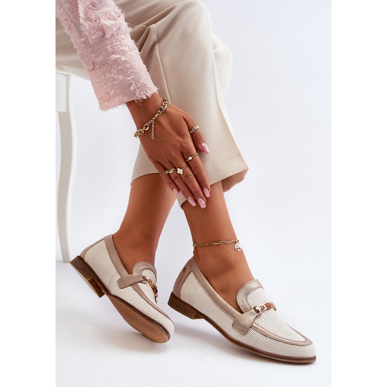 Mocassins de couro com decoração dourada Maciejka 06442-25 ouro dourado 1