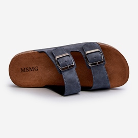 Chinelos masculinos com sola de cortiça Rosawia azul marinho 1