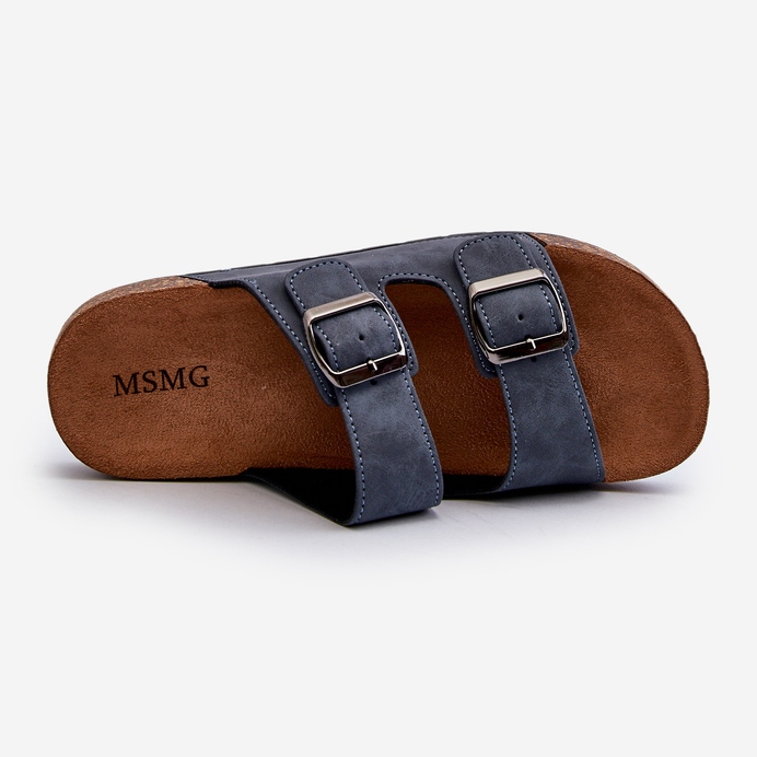 Chinelos masculinos com sola de cortiça Rosawia azul marinho 1