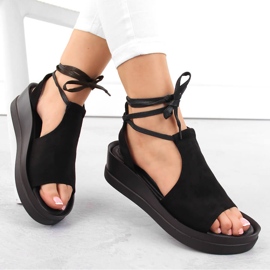 Sandálias femininas pretas com cadarço Potocki 21331 preto 1