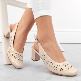 Sandálias femininas com aberturas completas bege pérola Sergio Leone SK179 1