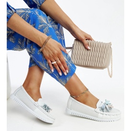 Mocassins Aune de couro branco com franjas 1