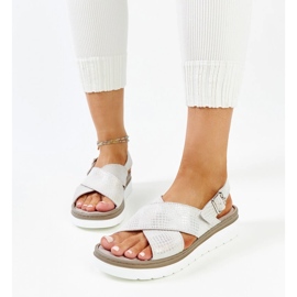 Sandálias plataforma de couro prateado Ithar cinza 1