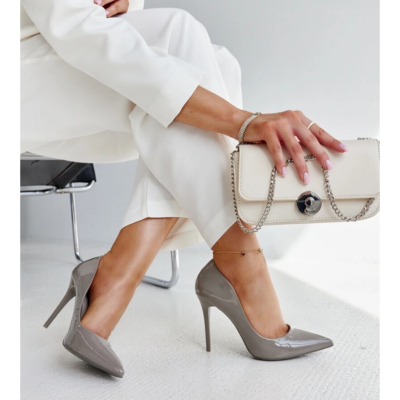 Sapatos de salto alto cinza escuro com inserção de couro Jadoin 2 Sapatos de salto alto cinza escuro com inserção de couro Jadoin 2